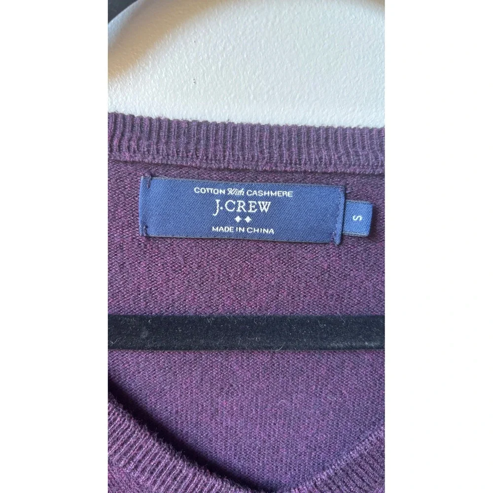 J.Crew Mens Small Purple V Neck Sweater Cotton Cashmere Blend Long Sleeve Knit